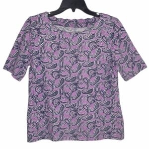 Talbots Patterned Scalloped Neck Top